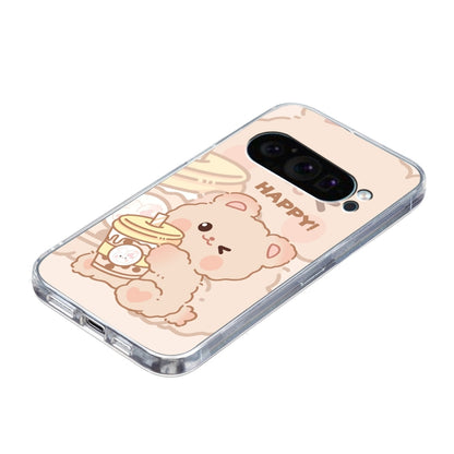 For Google Pixel 9 Pro Colored Drawing Pattern Transparent TPU Phone Case(Bear) - Google Cases by PMC Jewellery | Online Shopping South Africa | PMC Jewellery | Buy Now Pay Later Mobicred