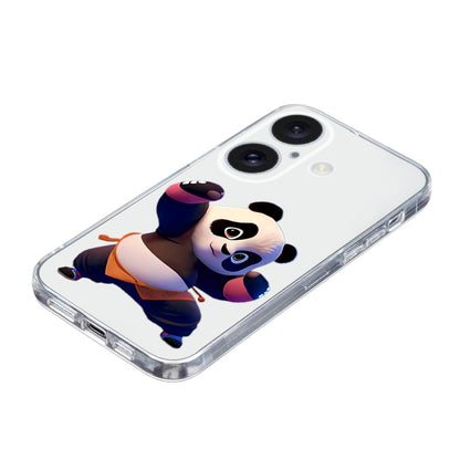 For iPhone 16 Colored Drawing Pattern Transparent TPU Phone Case(Panda) - iPhone 16 Cases by PMC Jewellery | Online Shopping South Africa | PMC Jewellery | Buy Now Pay Later Mobicred