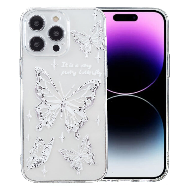 For iPhone 16 Pro Colored Drawing Pattern Transparent TPU Phone Case(Butterflies) - iPhone 16 Pro Cases by PMC Jewellery | Online Shopping South Africa | PMC Jewellery | Buy Now Pay Later Mobicred