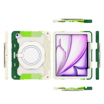 For iPad Air 13 2024 Armor Portable Rotating Ring Holder Silicone Tablet Case with Pen Slot(Colorful Green) - iPad Air 13 2024 Cases by PMC Jewellery | Online Shopping South Africa | PMC Jewellery | Buy Now Pay Later Mobicred