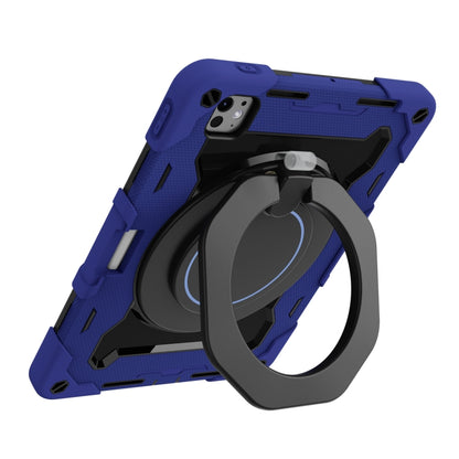 For iPad Pro 11 2024 Armor Portable Rotating Ring Holder Silicone Tablet Case with Pen Slot(Navy Blue) - iPad Pro 11 2024 Cases by PMC Jewellery | Online Shopping South Africa | PMC Jewellery | Buy Now Pay Later Mobicred