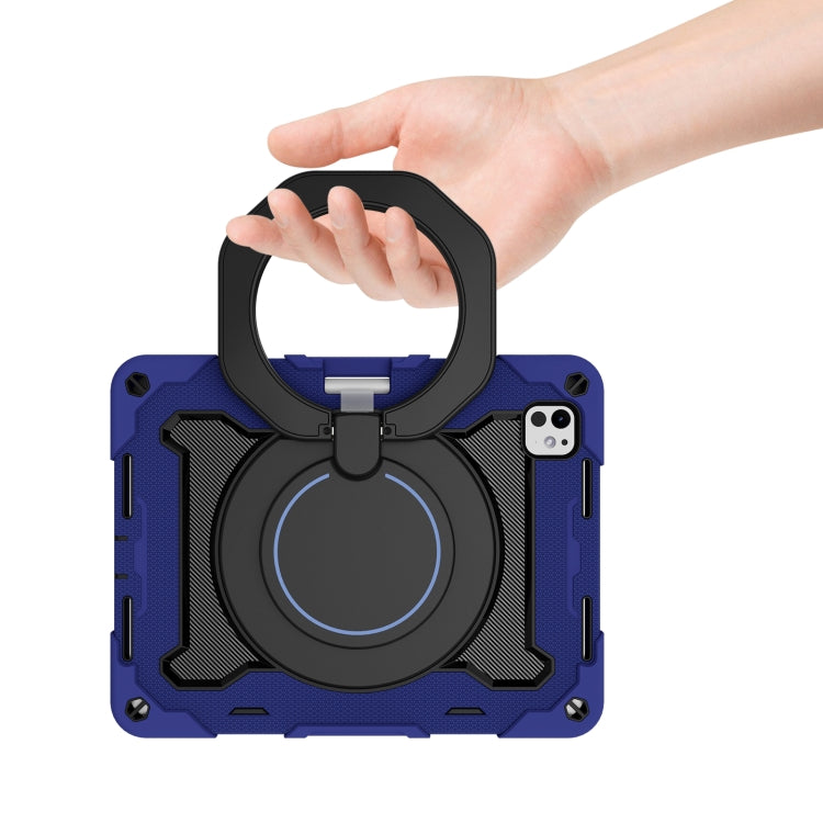 For iPad Pro 11 2024 Armor Portable Rotating Ring Holder Silicone Tablet Case with Pen Slot(Navy Blue) - iPad Pro 11 2024 Cases by PMC Jewellery | Online Shopping South Africa | PMC Jewellery | Buy Now Pay Later Mobicred