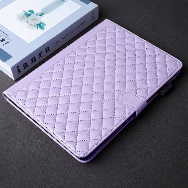 For Honor Pad 9 Rhombus Lattice Leather Tablet Case(Purple) - Honor by PMC TechLife | Online Shopping South Africa | PMC TechLife | Buy Now Pay Later Mobicred