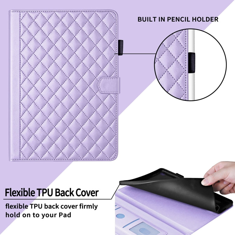 For Honor Pad 9 Rhombus Lattice Leather Tablet Case(Purple) - Honor by PMC TechLife | Online Shopping South Africa | PMC TechLife | Buy Now Pay Later Mobicred