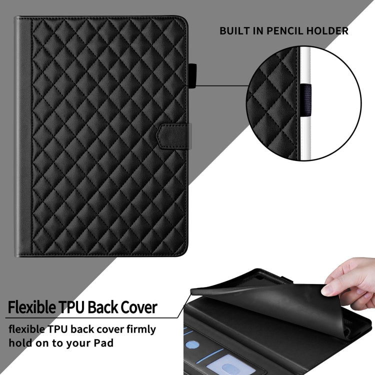 For Honor Pad 9 Rhombus Lattice Leather Tablet Case(Black) - Honor by PMC TechLife | Online Shopping South Africa | PMC TechLife | Buy Now Pay Later Mobicred