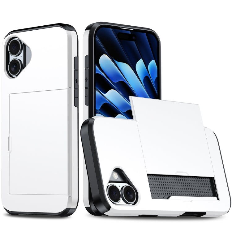 For iPhone 16 Plus Shockproof Armor Phone Case with Card Slot(White) - iPhone 16 Plus Cases by PMC Jewellery | Online Shopping South Africa | PMC Jewellery | Buy Now Pay Later Mobicred