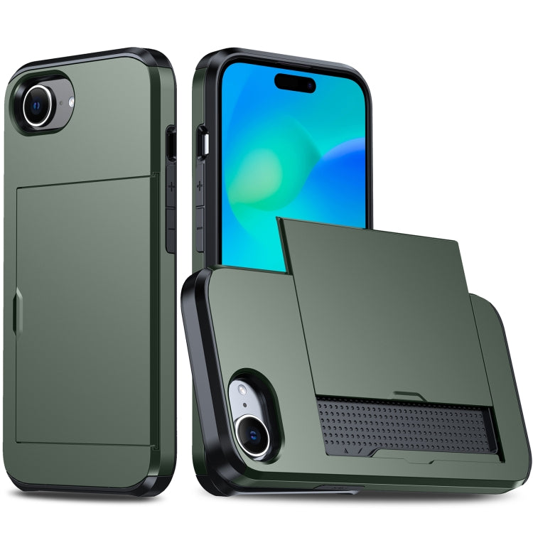 For iPhone SE 2024 Shockproof Armor Phone Case with Card Slot(Dark Green) - More iPhone Cases by PMC Jewellery | Online Shopping South Africa | PMC Jewellery | Buy Now Pay Later Mobicred