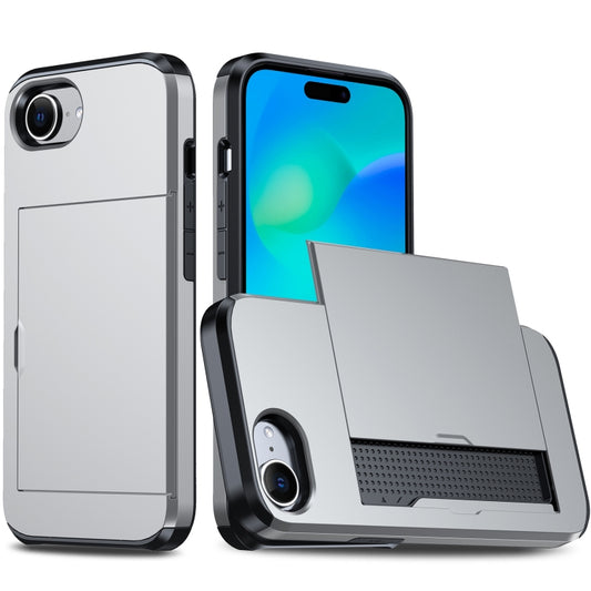 For iPhone SE 2024 Shockproof Armor Phone Case with Card Slot(Silver) - More iPhone Cases by PMC Jewellery | Online Shopping South Africa | PMC Jewellery | Buy Now Pay Later Mobicred