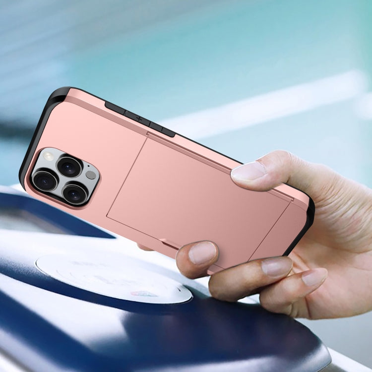 For iPhone 16 Shockproof Armor Phone Case with Card Slot(Rose Red) - iPhone 16 Cases by PMC TechLife | Online Shopping South Africa | PMC TechLife | Buy Now Pay Later Mobicred