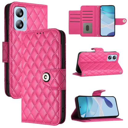 For Blackview A52 Rhombic Texture Flip Leather Phone Case with Lanyard(Rose Red) - More Brand by PMC Jewellery | Online Shopping South Africa | PMC Jewellery | Buy Now Pay Later Mobicred