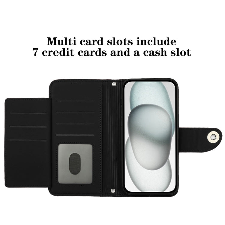 For Blackview Wave 6C Rhombic Texture Flip Leather Phone Case with Lanyard(Black) - More Brand by PMC TechLife | Online Shopping South Africa | PMC TechLife | Buy Now Pay Later Mobicred