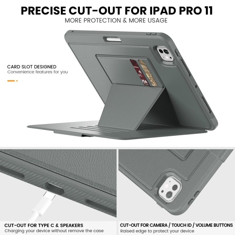 For iPad Pro 11 2024 Smart B Magnetic Holder Leather Tablet Case(Grey) - iPad Pro 11 2024 Cases by PMC Jewellery | Online Shopping South Africa | PMC Jewellery | Buy Now Pay Later Mobicred