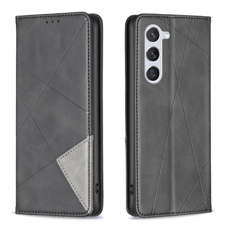 For Samsung Galaxy S25 5G Rhombus Texture Magnetic Leather Phone Case(Black) - Galaxy S25 5G Cases by PMC Jewellery | Online Shopping South Africa | PMC Jewellery | Buy Now Pay Later Mobicred