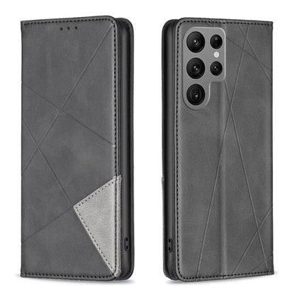 For Samsung Galaxy S25 Ultra 5G Rhombus Texture Magnetic Leather Phone Case(Black) - Galaxy S25 Ultra 5G Cases by PMC Jewellery | Online Shopping South Africa | PMC Jewellery | Buy Now Pay Later Mobicred