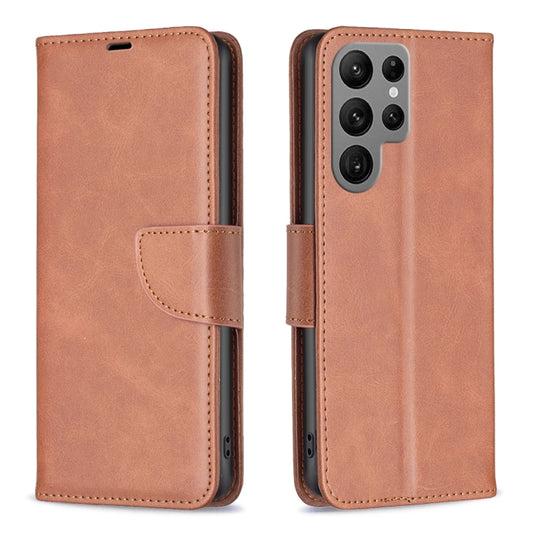 For Samsung Galaxy S25 Ultra 5G Lambskin Texture Pure Color Flip Leather Phone Case(Brown) - Galaxy S25 Ultra 5G Cases by PMC Jewellery | Online Shopping South Africa | PMC Jewellery | Buy Now Pay Later Mobicred