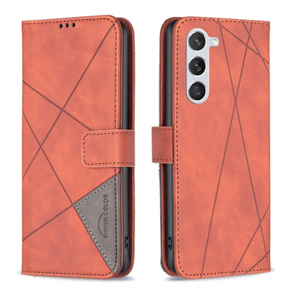 For Samsung Galaxy S25 5G Magnetic Buckle Rhombus Texture Leather Phone Case(Brown) - Galaxy S25 5G Cases by PMC Jewellery | Online Shopping South Africa | PMC Jewellery | Buy Now Pay Later Mobicred