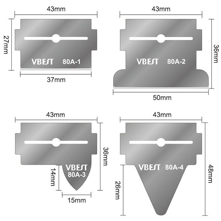 BEST VBST-80A 8 in 1 Stainless Steel Multipurpose Magnetic Double-sided Glue Removal Scraper Set - Dust Remove Tool by BEST | Online Shopping South Africa | PMC TechLife | Buy Now Pay Later Mobicred
