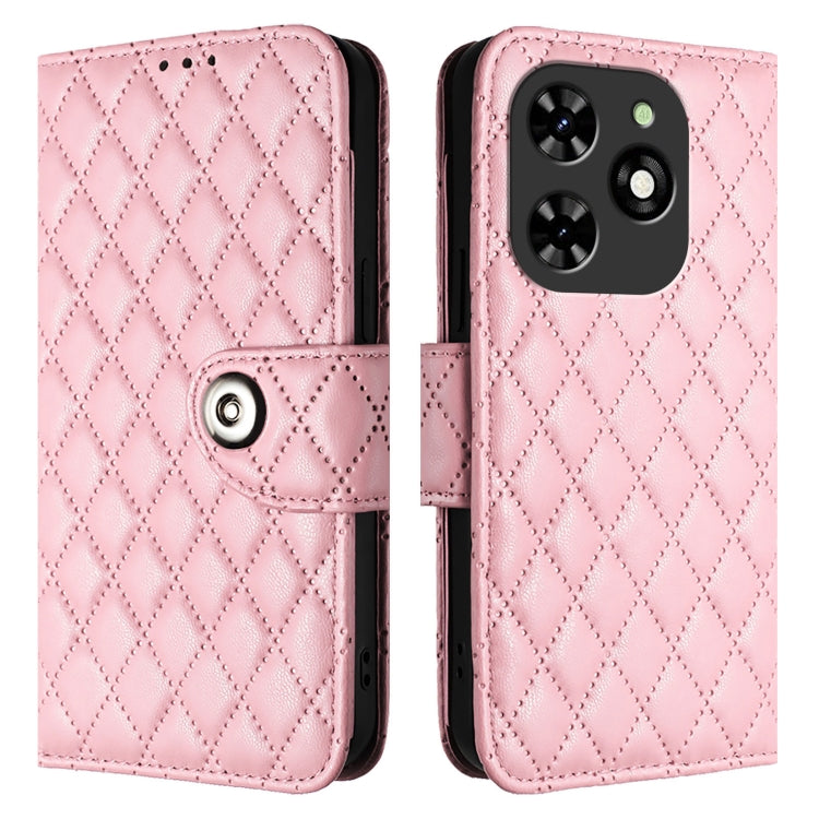 For Tecno Spark GO 2024 / Spark 20C Rhombic Texture Flip Leather Phone Case with Lanyard(Pink) - Tecno Cases by PMC Jewellery | Online Shopping South Africa | PMC Jewellery | Buy Now Pay Later Mobicred