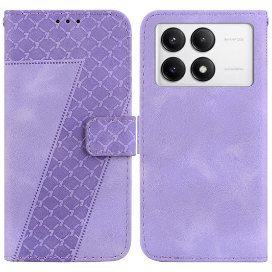 For Xiaomi Redmi K70 / K70 Pro Seven-shaped Embossed Leather Phone Case(Purple) - K70 Cases by PMC Jewellery | Online Shopping South Africa | PMC Jewellery | Buy Now Pay Later Mobicred