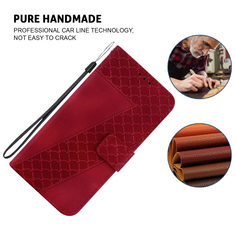 For Xiaomi Redmi K70 / K70 Pro Seven-shaped Embossed Leather Phone Case(Red) - K70 Cases by PMC Jewellery | Online Shopping South Africa | PMC Jewellery | Buy Now Pay Later Mobicred