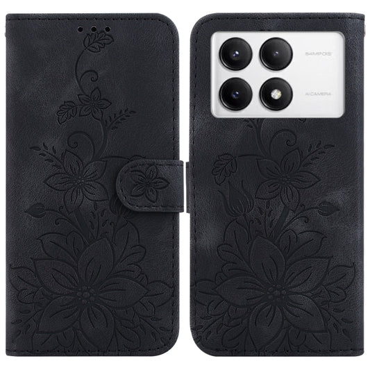 For Xiaomi Redmi K70 / K70 Pro Lily Embossed Leather Phone Case(Black) - K70 Cases by PMC Jewellery | Online Shopping South Africa | PMC Jewellery | Buy Now Pay Later Mobicred