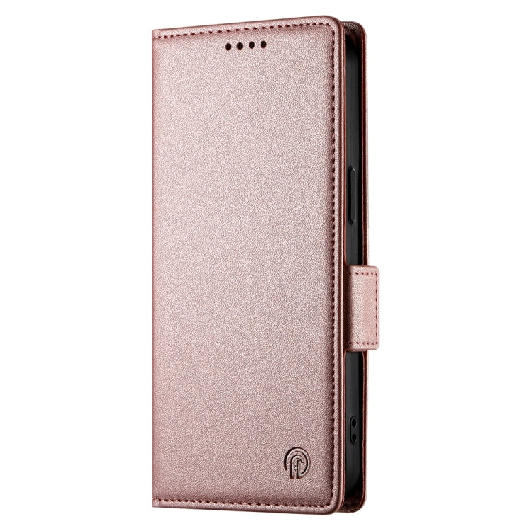 For iPhone SE 2024 Side Buckle Magnetic Frosted Leather Phone Case(Rose Gold) - More iPhone Cases by PMC Jewellery | Online Shopping South Africa | PMC Jewellery | Buy Now Pay Later Mobicred