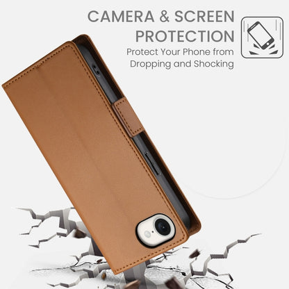 For iPhone SE 2024 Side Buckle Magnetic Frosted Leather Phone Case(Brown) - More iPhone Cases by PMC Jewellery | Online Shopping South Africa | PMC Jewellery | Buy Now Pay Later Mobicred