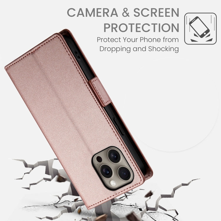 For iPhone 16 Pro Max Side Buckle Magnetic Frosted Leather Phone Case(Rose Gold) - iPhone 16 Pro Max Cases by PMC Jewellery | Online Shopping South Africa | PMC Jewellery | Buy Now Pay Later Mobicred