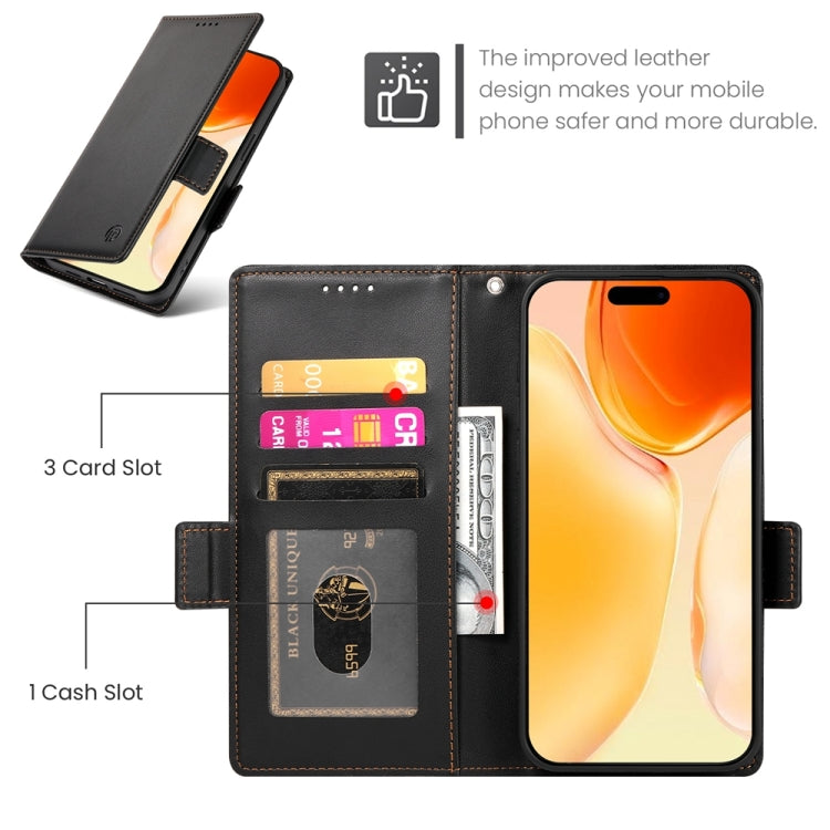 For iPhone 16 Plus Side Buckle Magnetic Frosted Leather Phone Case(Black) - iPhone 16 Plus Cases by PMC TechLife | Online Shopping South Africa | PMC TechLife | Buy Now Pay Later Mobicred