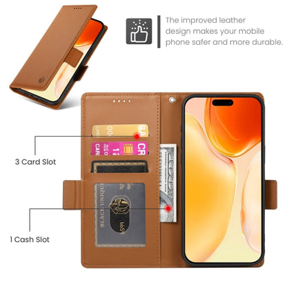 For iPhone 16 Plus Side Buckle Magnetic Frosted Leather Phone Case(Brown) - iPhone 16 Plus Cases by PMC Jewellery | Online Shopping South Africa | PMC Jewellery | Buy Now Pay Later Mobicred