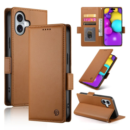 For iPhone 16 Side Buckle Magnetic Frosted Leather Phone Case(Brown) - iPhone 16 Cases by PMC Jewellery | Online Shopping South Africa | PMC Jewellery | Buy Now Pay Later Mobicred