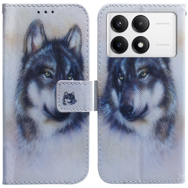 For Xiaomi Redmi K70 Pro / K70 Coloured Drawing Flip Leather Phone Case(White Wolf) - K70 Cases by PMC Jewellery | Online Shopping South Africa | PMC Jewellery | Buy Now Pay Later Mobicred