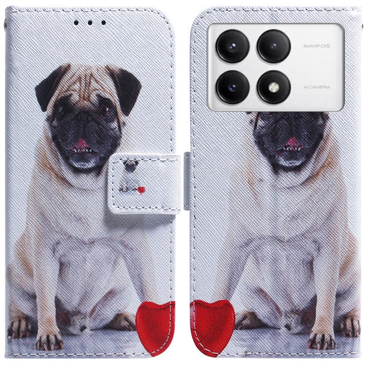 For Xiaomi Redmi K70 Pro / K70 Coloured Drawing Flip Leather Phone Case(Pug) - K70 Cases by PMC Jewellery | Online Shopping South Africa | PMC Jewellery | Buy Now Pay Later Mobicred