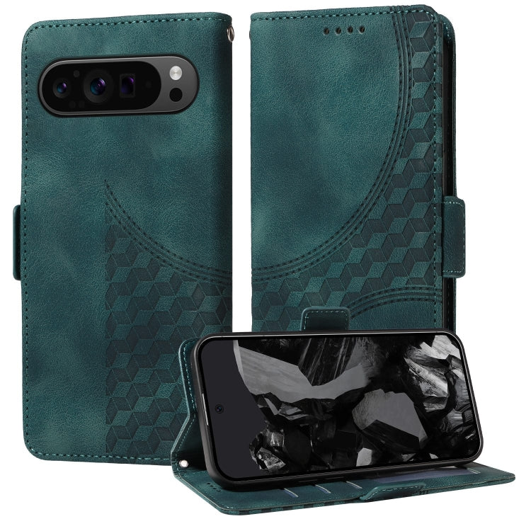 For Google Pixel 9 Pro XL Embossed Rhombus Starry Leather Phone Case(Green) - Google Cases by PMC Jewellery | Online Shopping South Africa | PMC Jewellery | Buy Now Pay Later Mobicred