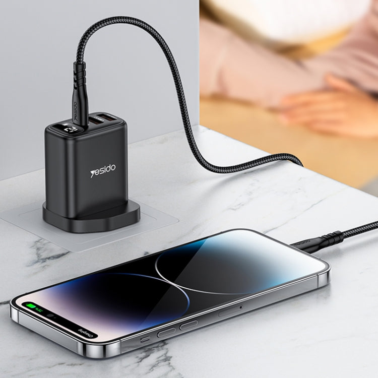Yesido YC86 17W USB-C / Type-C + Dual USB Digital Display Charger, Specification:UK Plug(Black) - USB Charger by Yesido | Online Shopping South Africa | PMC TechLife | Buy Now Pay Later Mobicred