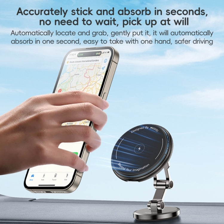 Yesido C306 15W Car Magnetic Wireless Charging Holder(Black) - Wireless Charger Holders by Yesido | Online Shopping South Africa | PMC Jewellery | Buy Now Pay Later Mobicred