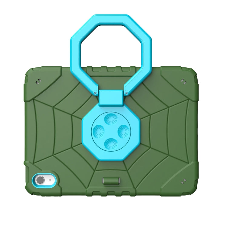 For iPad Air 11 2024 Spider Turntable Handle Stress Relief Tablet Case(Army Green Blue) - iPad Air 11 2024 Cases by PMC Jewellery | Online Shopping South Africa | PMC Jewellery | Buy Now Pay Later Mobicred