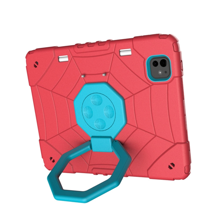 For iPad Pro 11 2024 Spider Turntable Handle Stress Relief Tablet Case(Red Blue) - iPad Pro 11 2024 Cases by PMC TechLife | Online Shopping South Africa | PMC TechLife | Buy Now Pay Later Mobicred