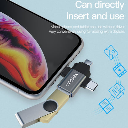 Yesido GS15 3 in 1 USB to USB-C / Type C + Micro USB + 8 Pin OTG Adapter(Black) - Converter & Adapter by Yesido | Online Shopping South Africa | PMC Jewellery | Buy Now Pay Later Mobicred