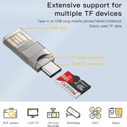 Yesido GS21 USB 3.0 to USB-C / Type-C + TF Card 2 in 1 OTG Card Reader Adapter(Gold) - U Disk & Card Reader by Yesido | Online Shopping South Africa | PMC Jewellery | Buy Now Pay Later Mobicred