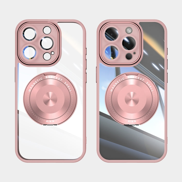 For iPhone 16 Pro 360 Holder Magsafe Acrylic Hybrid TPU Phone Case(Pink) - iPhone 16 Pro Cases by PMC Jewellery | Online Shopping South Africa | PMC Jewellery | Buy Now Pay Later Mobicred