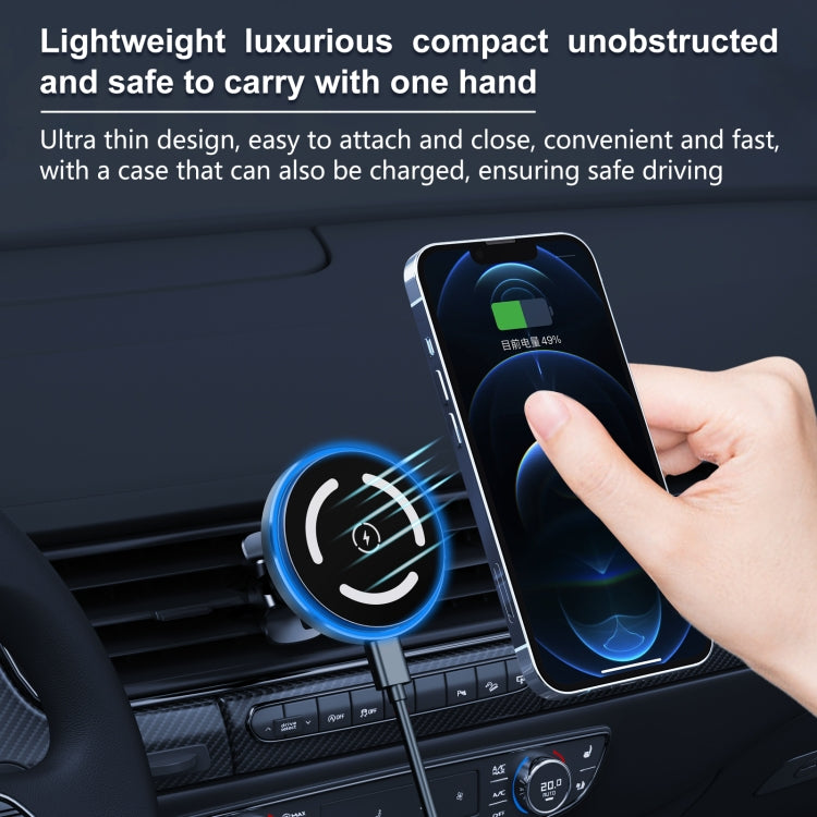 M68 15W Magnetic Wireless Charging Car Holder(Dark Grey) - Wireless Charger Holders by PMC Jewellery | Online Shopping South Africa | PMC Jewellery | Buy Now Pay Later Mobicred