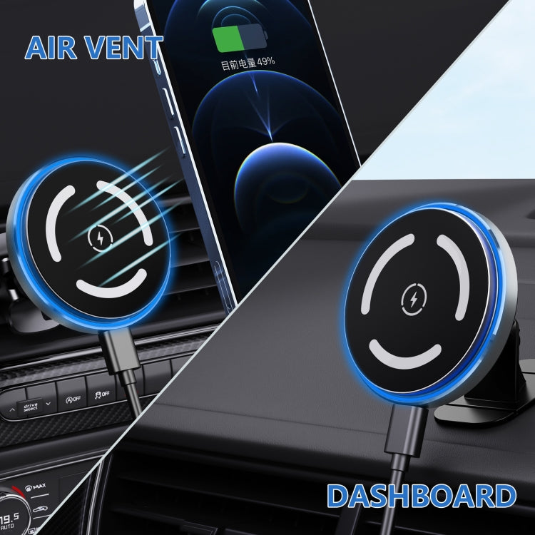 M68 15W Magnetic Wireless Charging Car Holder(Dark Grey) - Wireless Charger Holders by PMC TechLife | Online Shopping South Africa | PMC TechLife | Buy Now Pay Later Mobicred