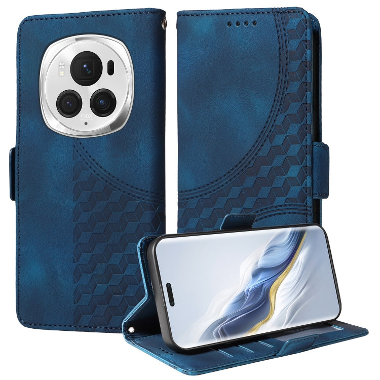 For Honor Magic6 Pro Embossed Rhombus Starry Leather Phone Case(Blue) - Honor Cases by PMC Jewellery | Online Shopping South Africa | PMC Jewellery | Buy Now Pay Later Mobicred