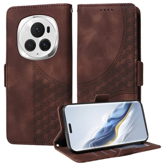 For Honor Magic6 Pro Embossed Rhombus Starry Leather Phone Case(Brown) - Honor Cases by PMC Jewellery | Online Shopping South Africa | PMC Jewellery | Buy Now Pay Later Mobicred