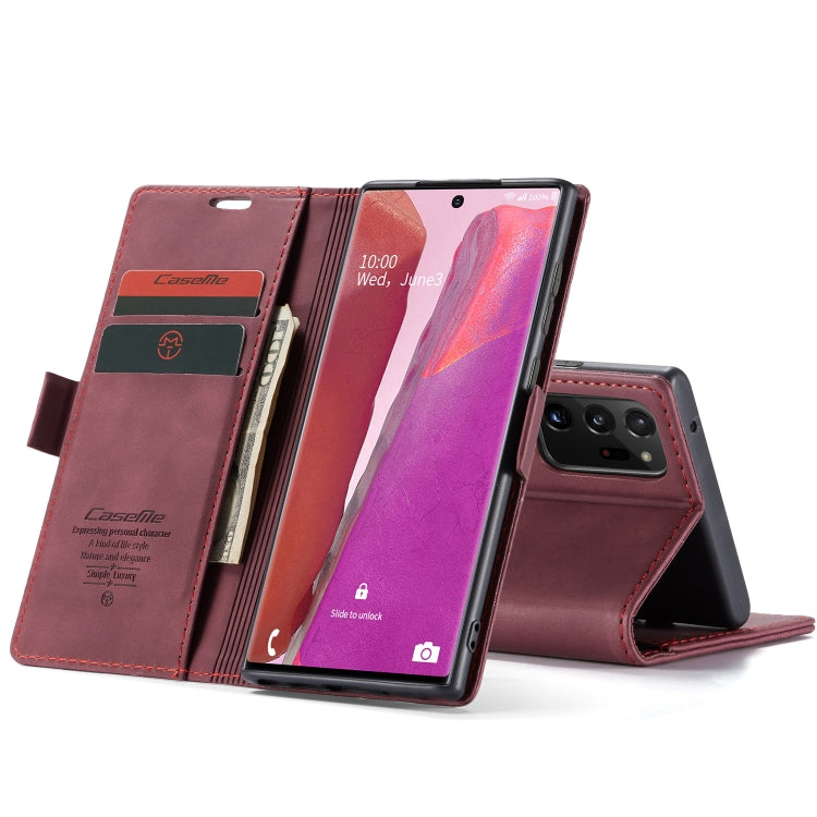 For Samsung Galaxy Note20 Ultra CaseMe Multifunctional Horizontal Flip Leather Case, with Card Slot & Holder & Wallet(Wine Red) - Galaxy Phone Cases by CaseMe | Online Shopping South Africa | PMC Jewellery | Buy Now Pay Later Mobicred