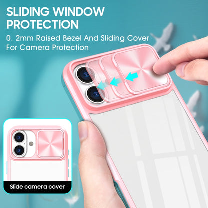 For iPhone 16 Sliding Camshield Acrylic Hybrid TPU Phone Case(Pink Cyan) - iPhone 16 Cases by PMC Jewellery | Online Shopping South Africa | PMC Jewellery | Buy Now Pay Later Mobicred