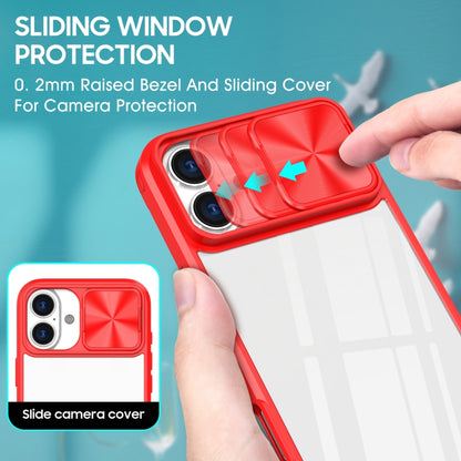 For iPhone 16 Plus Sliding Camshield Acrylic Hybrid TPU Phone Case(Red) - iPhone 16 Plus Cases by PMC Jewellery | Online Shopping South Africa | PMC Jewellery | Buy Now Pay Later Mobicred