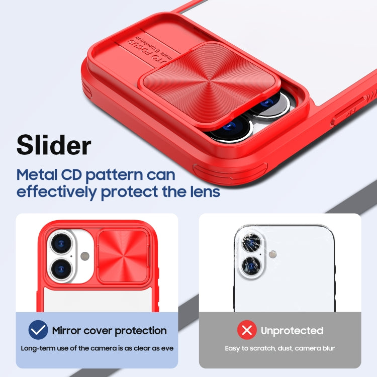 For iPhone 16 Plus Sliding Camshield Acrylic Hybrid TPU Phone Case(Red) - iPhone 16 Plus Cases by PMC Jewellery | Online Shopping South Africa | PMC Jewellery | Buy Now Pay Later Mobicred