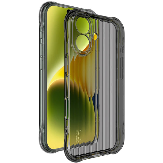 For iPhone 16 IMAK Corrugated Texture Airbag TPU Phone Case(Transparent Black) - iPhone 16 Cases by imak | Online Shopping South Africa | PMC Jewellery | Buy Now Pay Later Mobicred